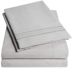 1500 Supreme Collection Full Sheet Sets Light Gray Silver - Luxury Hotel Bed Sheets And Pillowcase Set For Full Mattress - Extra