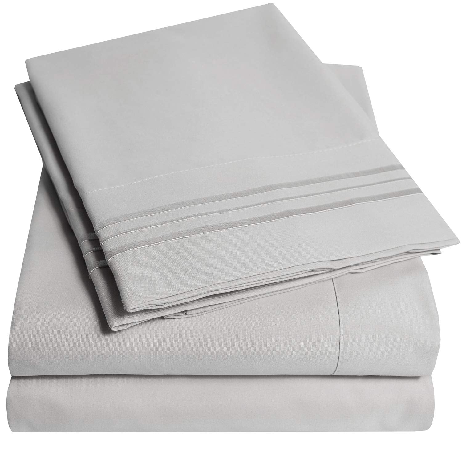 1500 Supreme Collection Full Sheet Sets Light Gray Silver - Luxury Hotel Bed Sheets And Pillowcase Set For Full Mattress - Extra