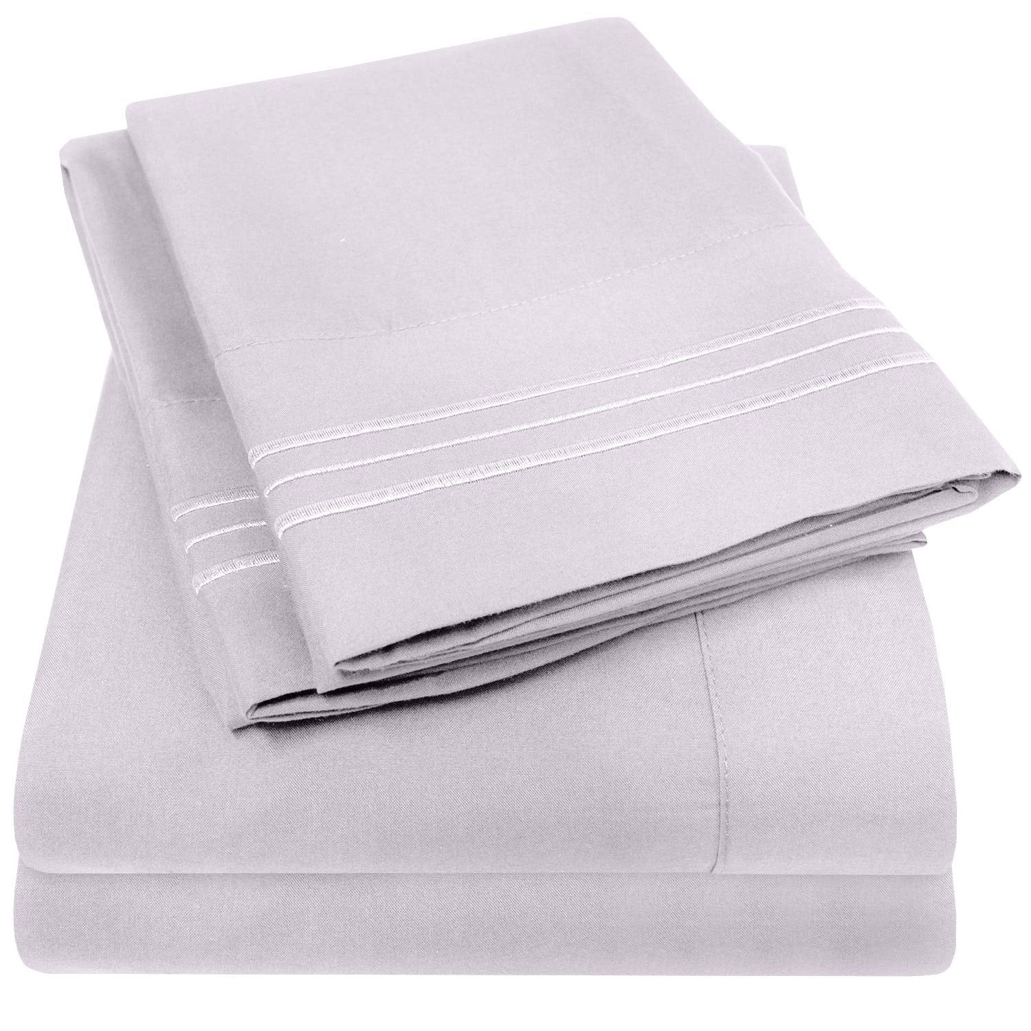 1500 Supreme Collection Twin Sheet Sets Lilac - 3 Piece Bed Sheets And Pillowcase Set For Twin Mattress - Extra Soft, Elastic Co