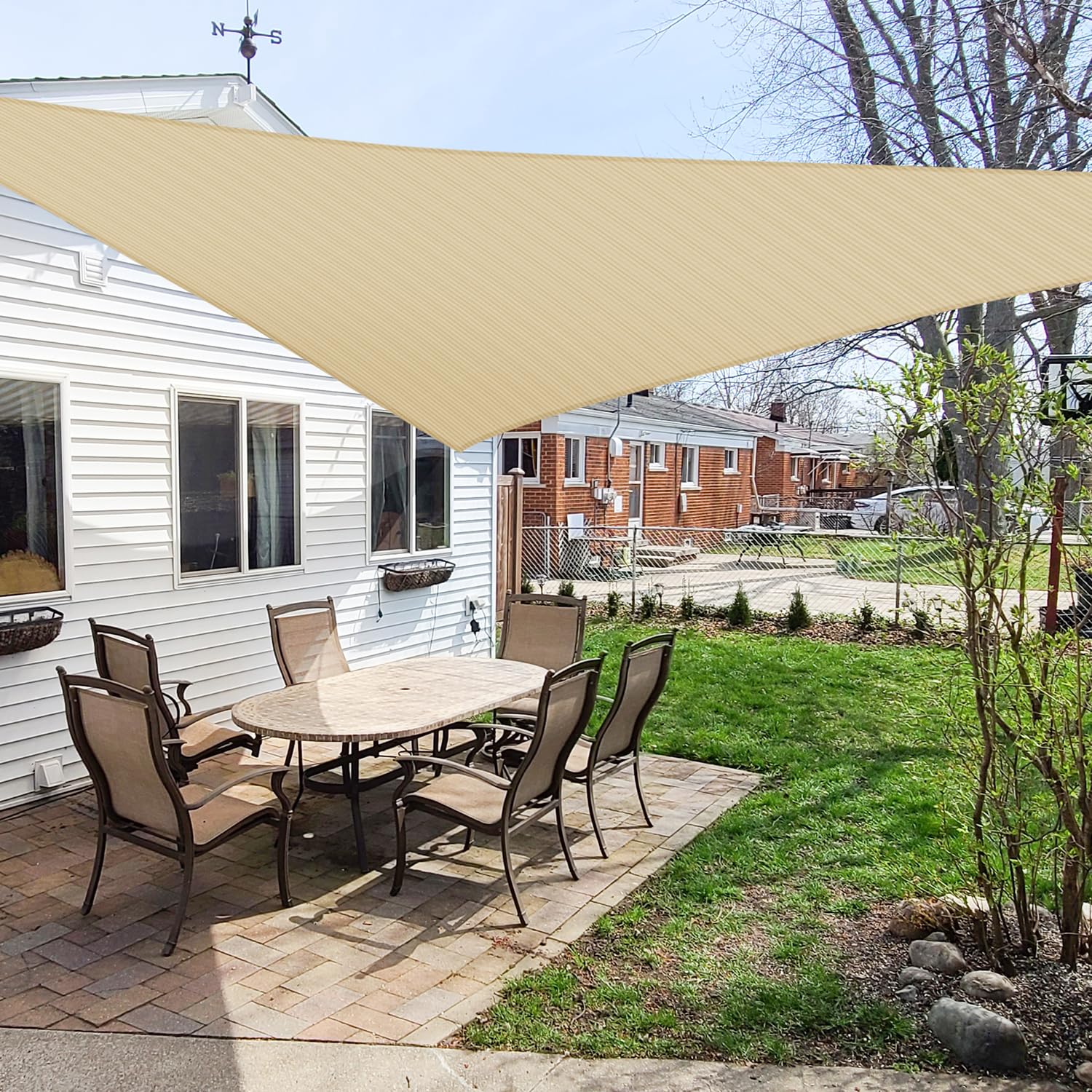 Windscreen4Less 12 ' X 12 ' X 12 ' Sun Shade Sail Uv Block Fabric Canopy In Sand Triangle For Patio Garden Patio Customized