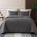 Whale Flotilla Twin Size Quilt Bedding Set, Soft Grey Twin Xl Quilts Bedspreads For All Seasons, Lightweight Geometric Star Patt