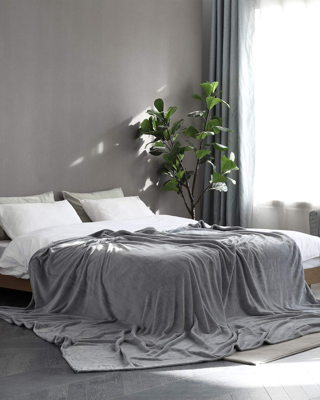 Kmuset Fleece Blanket Twin Size Grey Lightweight Throw Blanket Super Soft Cozy Microfiber Blanket Factory Shop