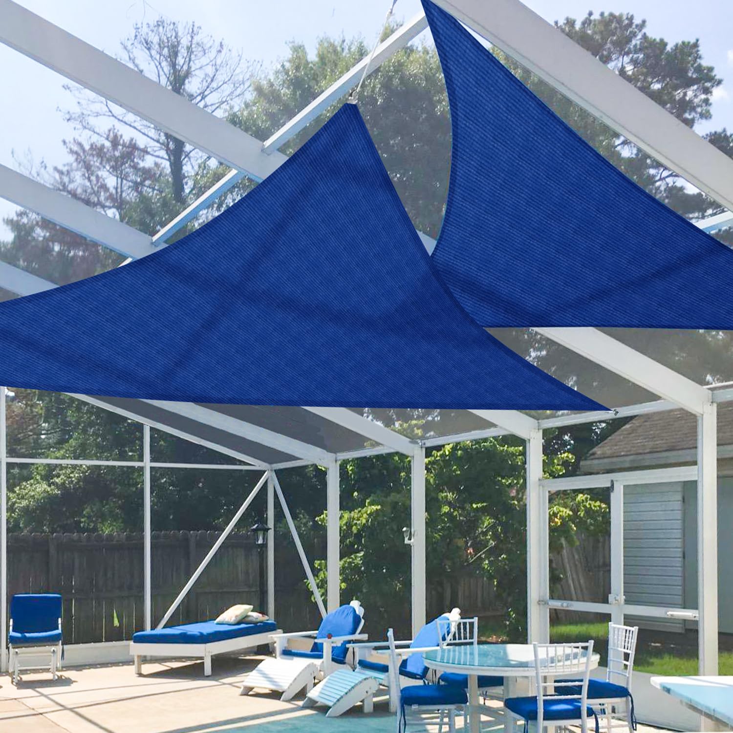 E&K Sunrise 5' X 12' X 13' Sun Shade Sail Right Triangle Canopy Shade Cover Uv Block For Patio Backyard Garden Outdoor (Blue)