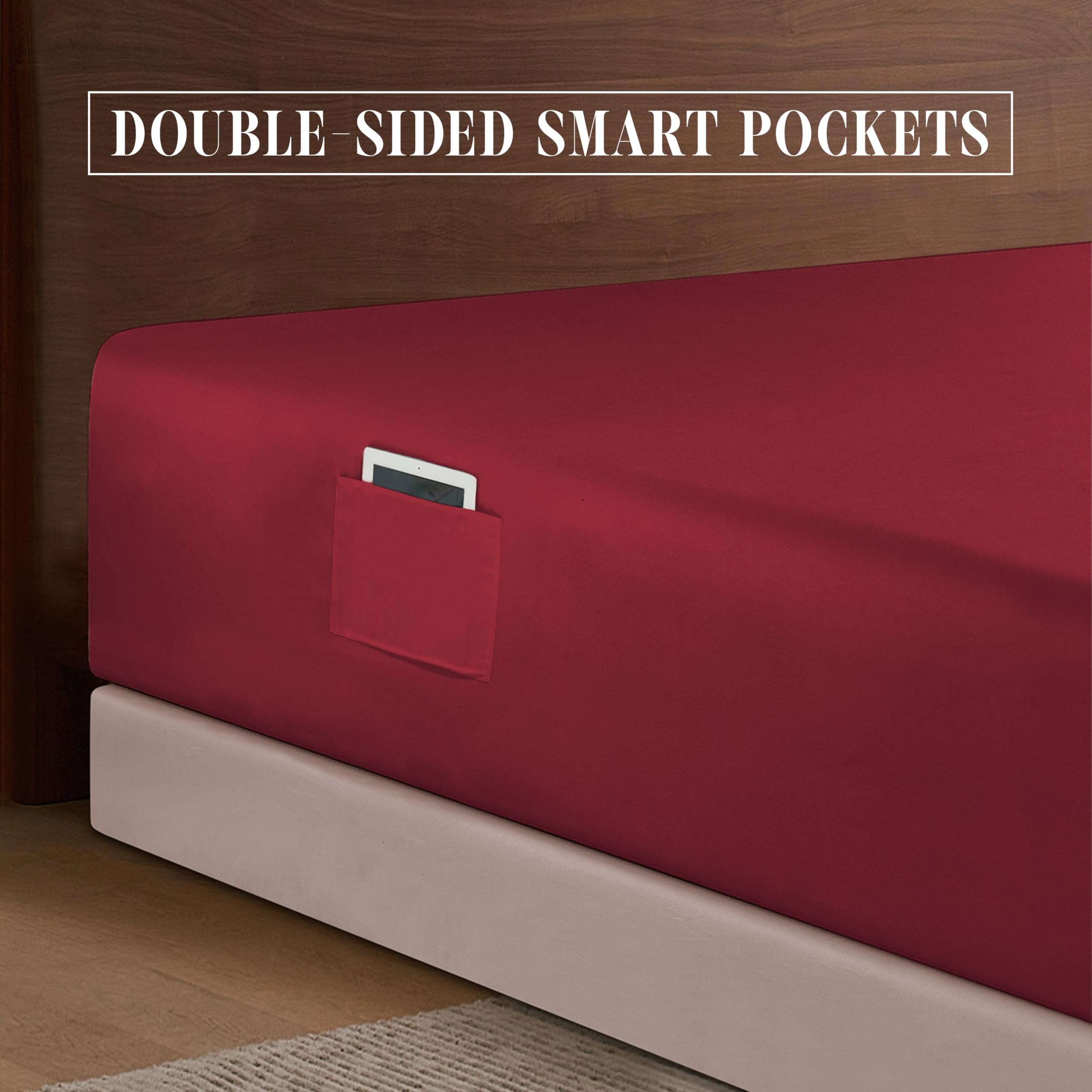Elegant Comfort 1500 Premium Hotel Quality 18-24 Inches Deep - Extra Deep Pocket Single Fitted Sheet For High Mattress, Luxury And Softest, Smart Pocket - Wrinkle Free, Full, Burgundy