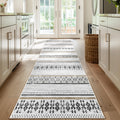 BESTSWEETIE 2x8 Hallway Runner Rugs Washable Rug Moroccan Farmhouse Neutral Geometric Low Pile Non-Slip Soft Rug for Entryway Be