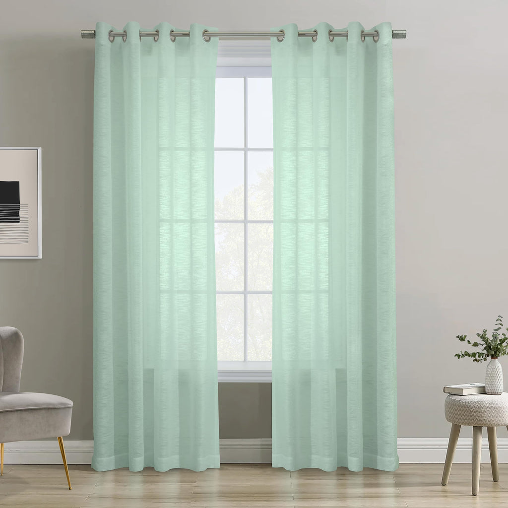 Richmark International Boucle Sheer Grommet Curtain Panel 52 x 108 in Surf Spray