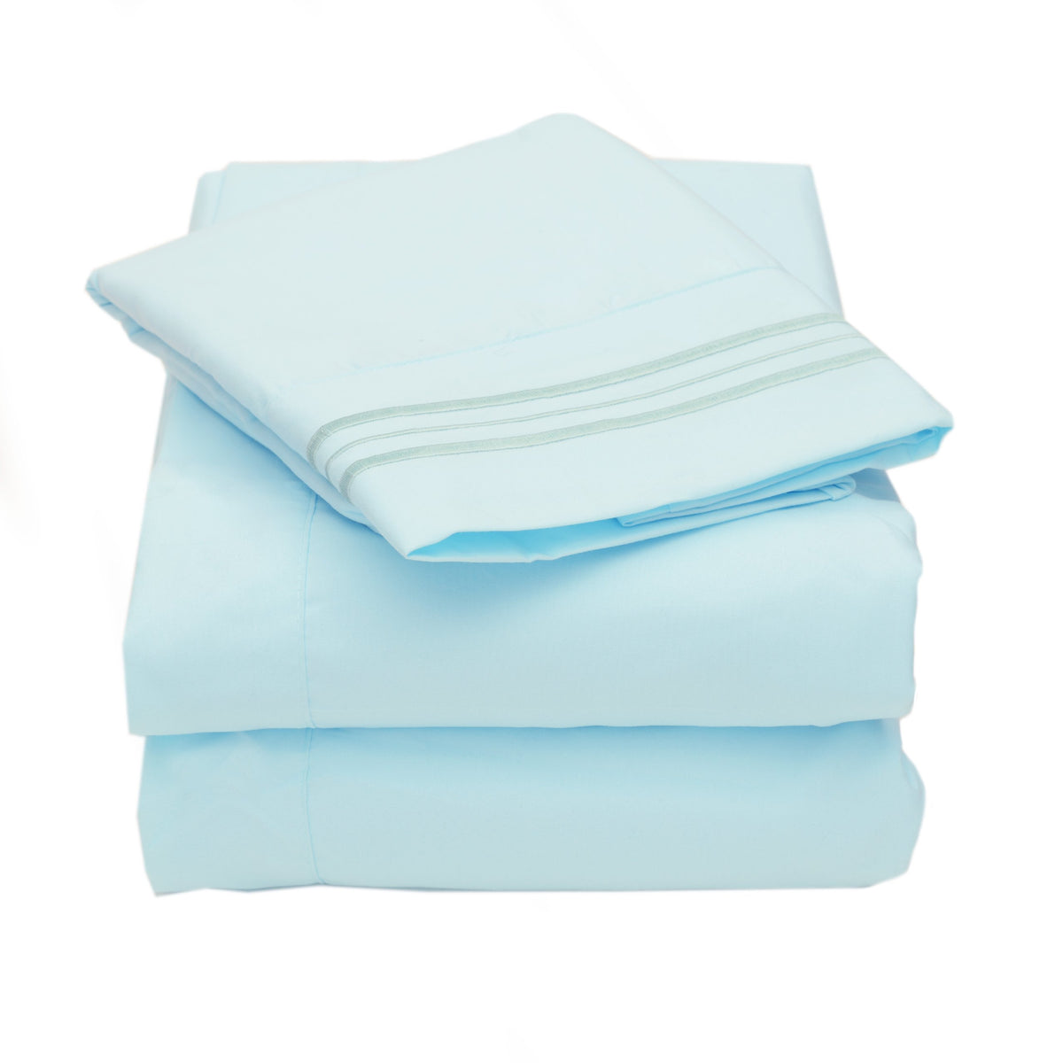 Sweet Home Collection 4 Piece 2000 12 Colors Collection Egyptian Quality Deep Pocket Bed Sheet Set, Full, Light Blue