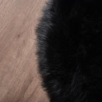 Orinova Black Fuzzy Living Room Washable Area Rugs For Bedroom Shag Circle Faux Sheepskin Furry Fur Round Rug 5Ft Nursery Rug