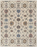 HomeRoots 514818 8 x 10 ft. Ivory Blue & Tan Wool Floral Hand Tufted Handmade Stain Resistant Rectangle Area Rug
