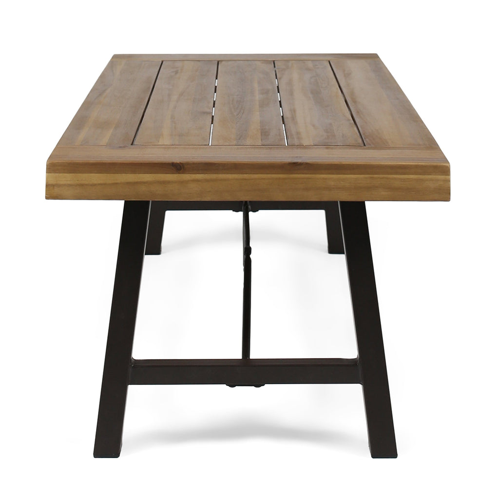 Christopher Knight Home Catriona Outdoor Acacia Wood Coffee Table, Teak Finish / Rustic Metal Brown And Black