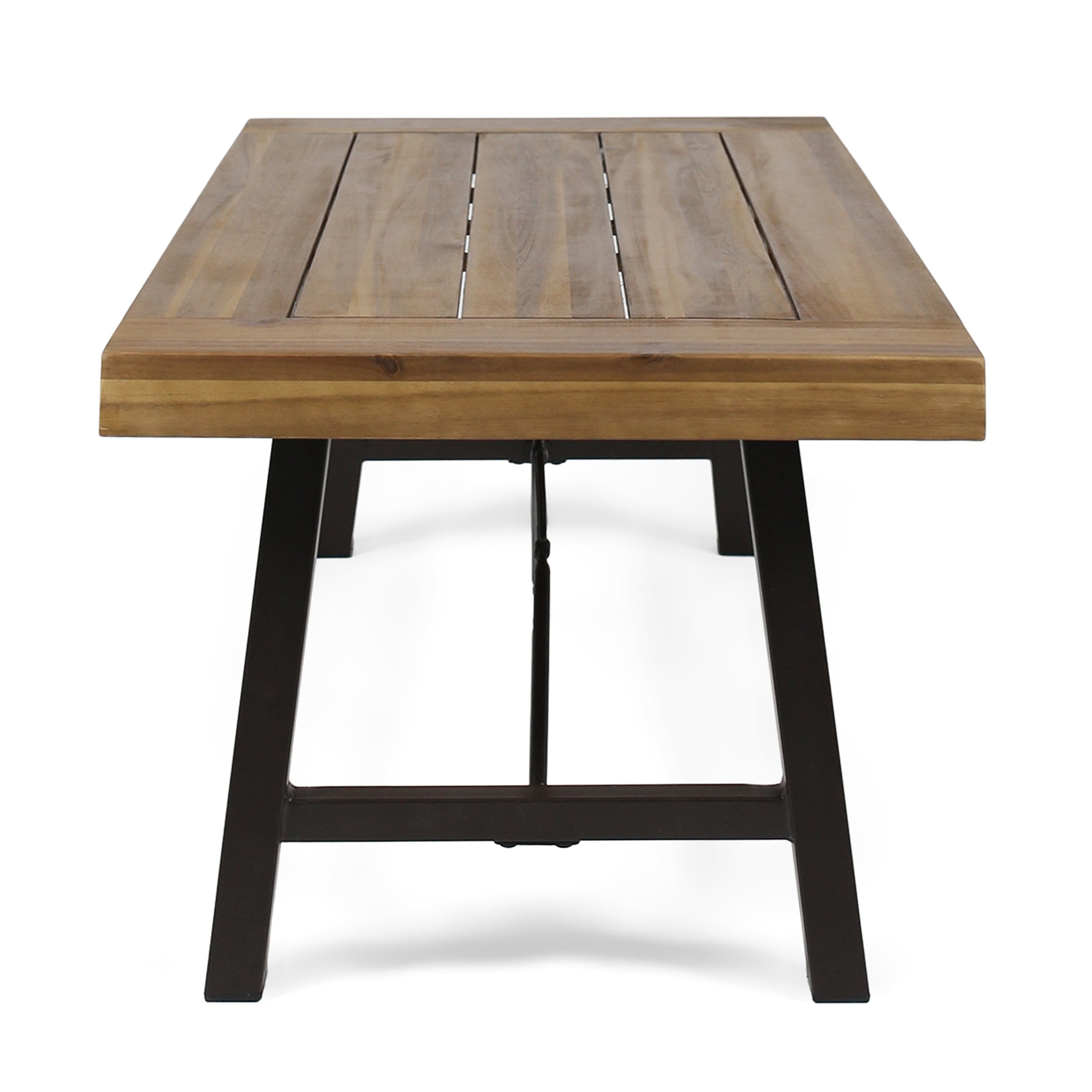 Christopher Knight Home Catriona Outdoor Acacia Wood Coffee Table, Teak Finish / Rustic Metal Brown And Black