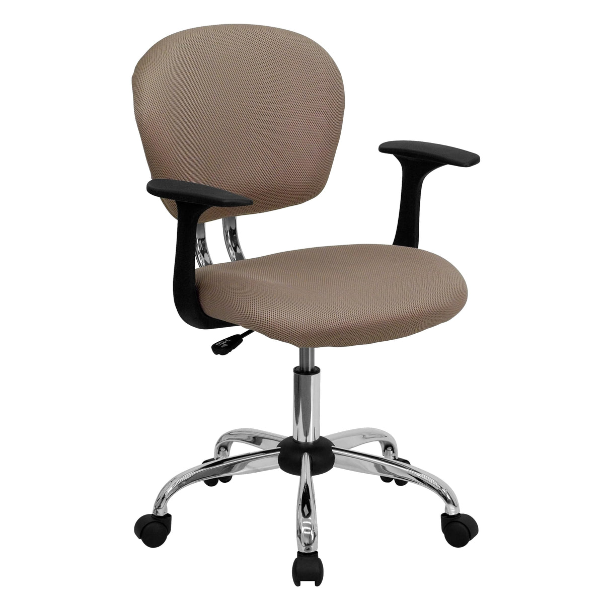 Flash Furniture Beverly Mid-Back Coffee Brown Mesh Padded Swivel Task Office Chair with Chrome Base and Arms