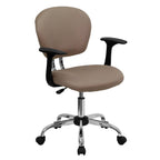 Flash Furniture Beverly Mid-Back Coffee Brown Mesh Padded Swivel Task Office Chair with Chrome Base and Arms