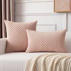 Kevin Textile Pack Of 2 Corduroy Decorative Throw Pillow Covers 22X22 Inch Soft Boho Striped Pillow Covers Modern Farmhouse Home Decor Valentines Day Gifts For Spring Sofa Living Room Couch Bed Pink
