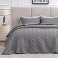 Love's cabin King Size Quilt Bedding Set Grey Bedspreads - Bed Summer Quilt Lightweight Microfiber Bedspread- Wave Pattern Beddi
