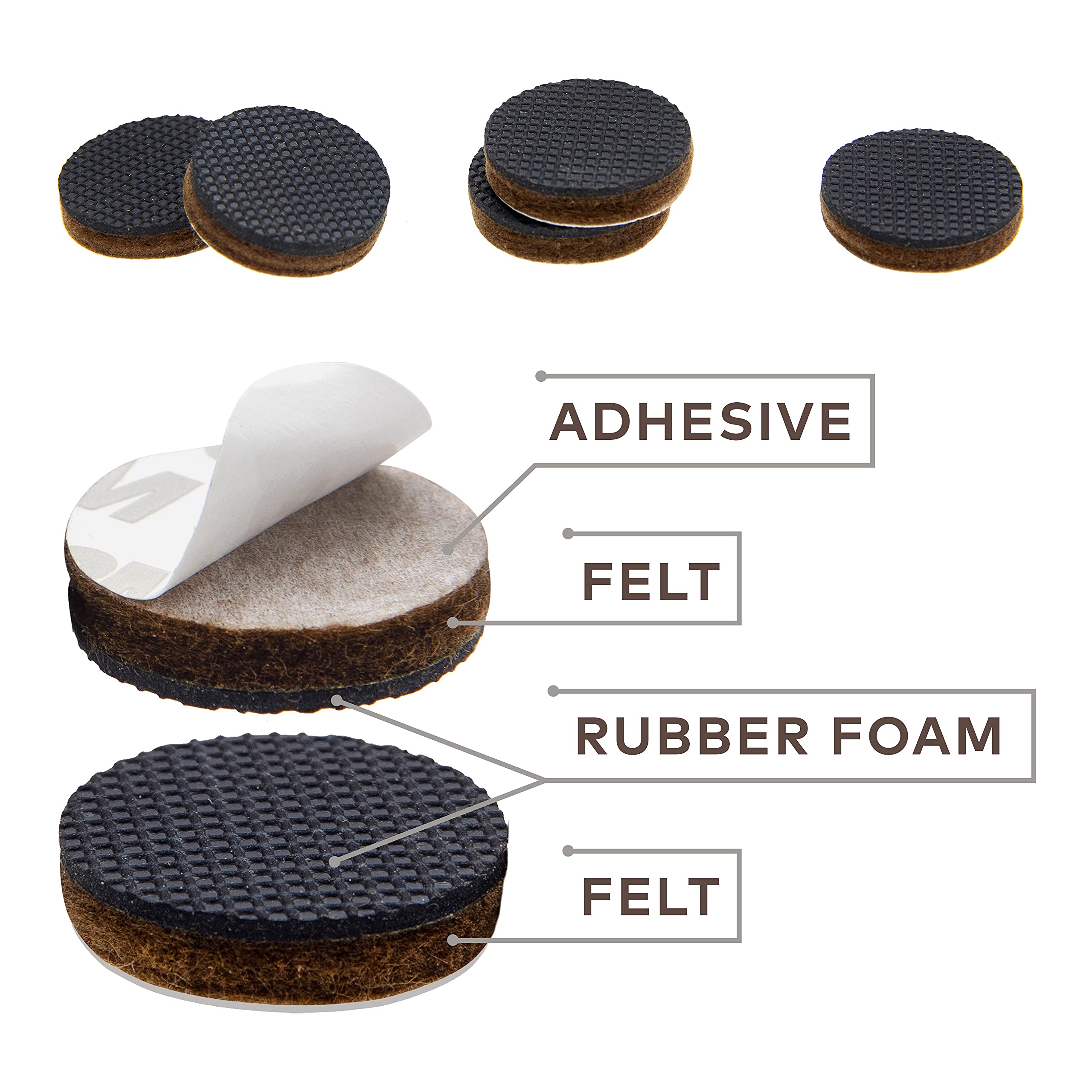 Couch Clamp No-Slip Rubber Furniture Pads (24 Pack) - Adhesive Floor Protectors with Anti-Skid Feet, Black - Prevent Scratches & Slippage