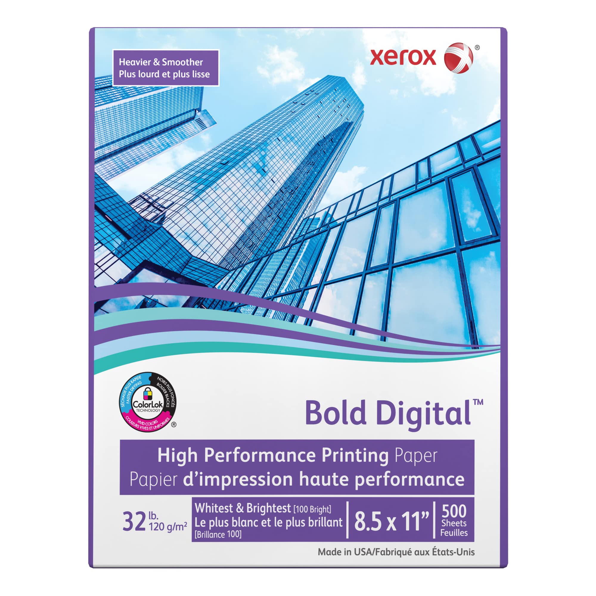 Xerox Bold Digital Printing Paper, Letter Size, 100 Brightness, 32 Lb Text (120 Gsm), Fsc Certified, White, Ream Of 500 Sheets