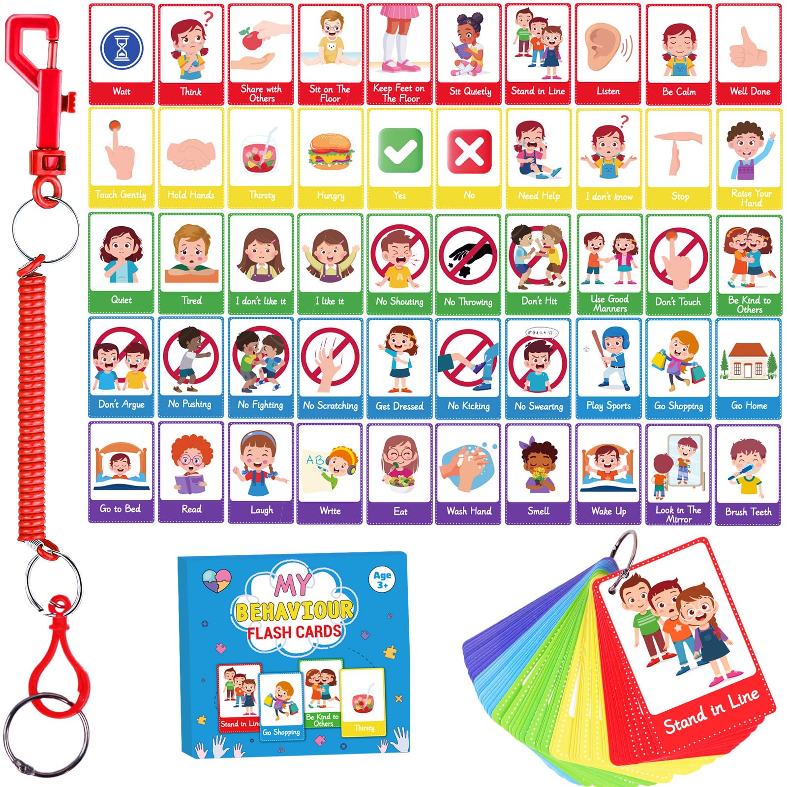50Pcs Autism Behaviour Communication Cards For Speech Delay Children And Adults Special Needs Visual Aid Language Learning Cue C