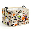 HUUMONSS Halloween Spooky Baby Storage Basket with Handle Pumpkin Large Laundry Hamper Boo Ghost Collapsible Parents Organizer T
