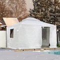 Domi 10' X 12' Universal Winter Gazebo Cover For Hardtop Gazebos,Outdoor Waterproof Enclosed Cover With Sidewalls And Mesh Windo
