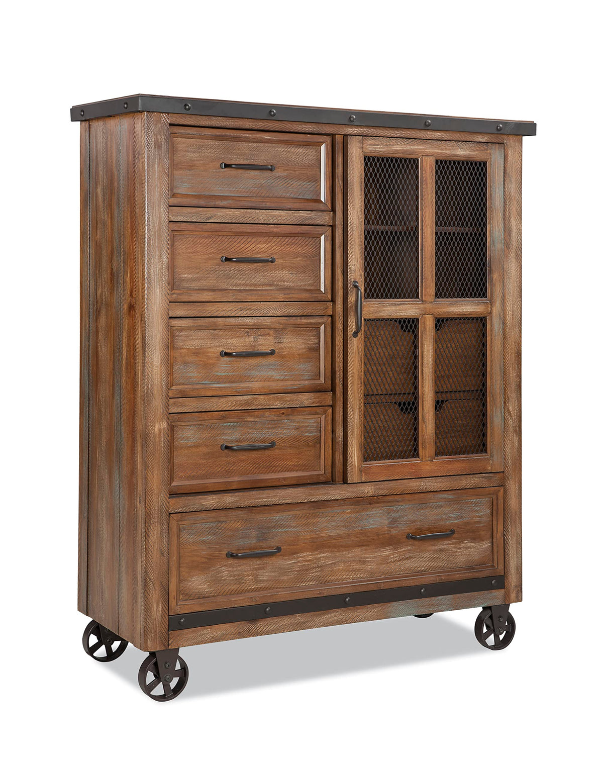 Intercon Taos Gentleman's Chest with 5 Drawers and Door Cabinet, Canyon Brown Dresser