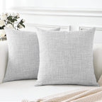 Otostar Linen Throw Pillow Covers Set Of 2 Decorative Square Pillowcases Cushion Covers 26X26 Inch For Home Decor Sofa Bedroom Car 65 X 65 Cm Light Grey