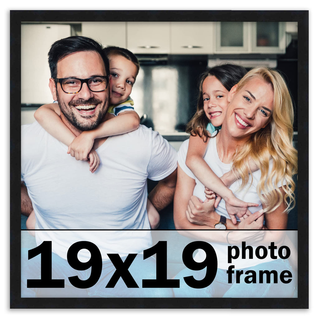 CountryArtHouse 19x19 Frame Black Solid Pine Wood Picture Frame Includes UV Acrylic Plexiglass, Acid Free Foam Backing Board and