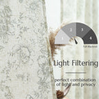 jinchan Floral Linen Blend Curtains Sage Green 50" x 54" (2 Panels)