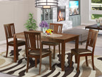 East West Furniture DUCA5-MAH-LC Dudley 5 Piece Room Set Includes a Rectangle Kitchen Table and 4 Faux Leather Upholstered Dining Chairs, 36x60 Inch, Mahogany