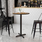 Flash Furniture 30'' Round Walnut Laminate Table Top With 22'' X 22'' Bar Height Table Base
