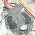 MOLFUJ 32X16 Foot Scrubber Shower Mat with Feet Scrub Stone, Oval Bathtub Mat with Antislip Suction Cups and Drain Holes, Non 