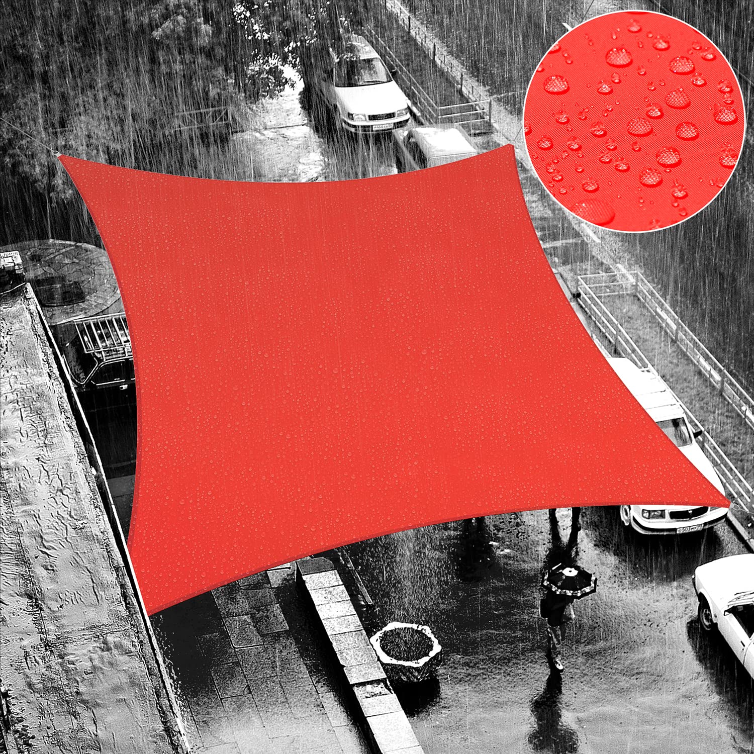 Shademart 5 ' X 16 ' Red Waterproof Shade Sail Sun Shade Sail Rectangle Custom Size Water Resistant Canopy Awning Shelter, 95% U