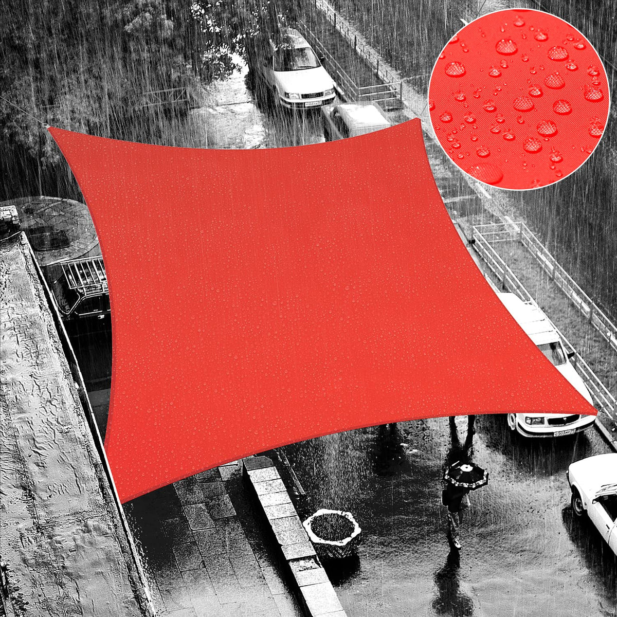 Shademart 10 ' X 10 ' Red Waterproof Shade Sail Sun Shade Sail Square Custom Size Water Resistant Canopy Awning Shelter, 95% Uv