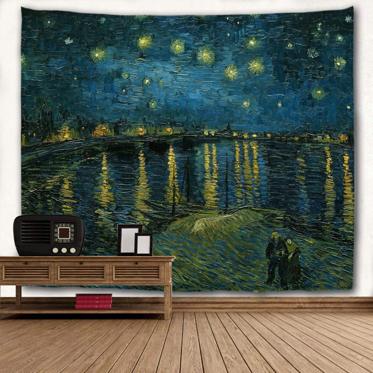 Wihve Large Tapestry Van Gogh Starry Night Over The Rhone Tapestry Wall Hanging Art Home Decor For Living Room Bedroom Bathroom