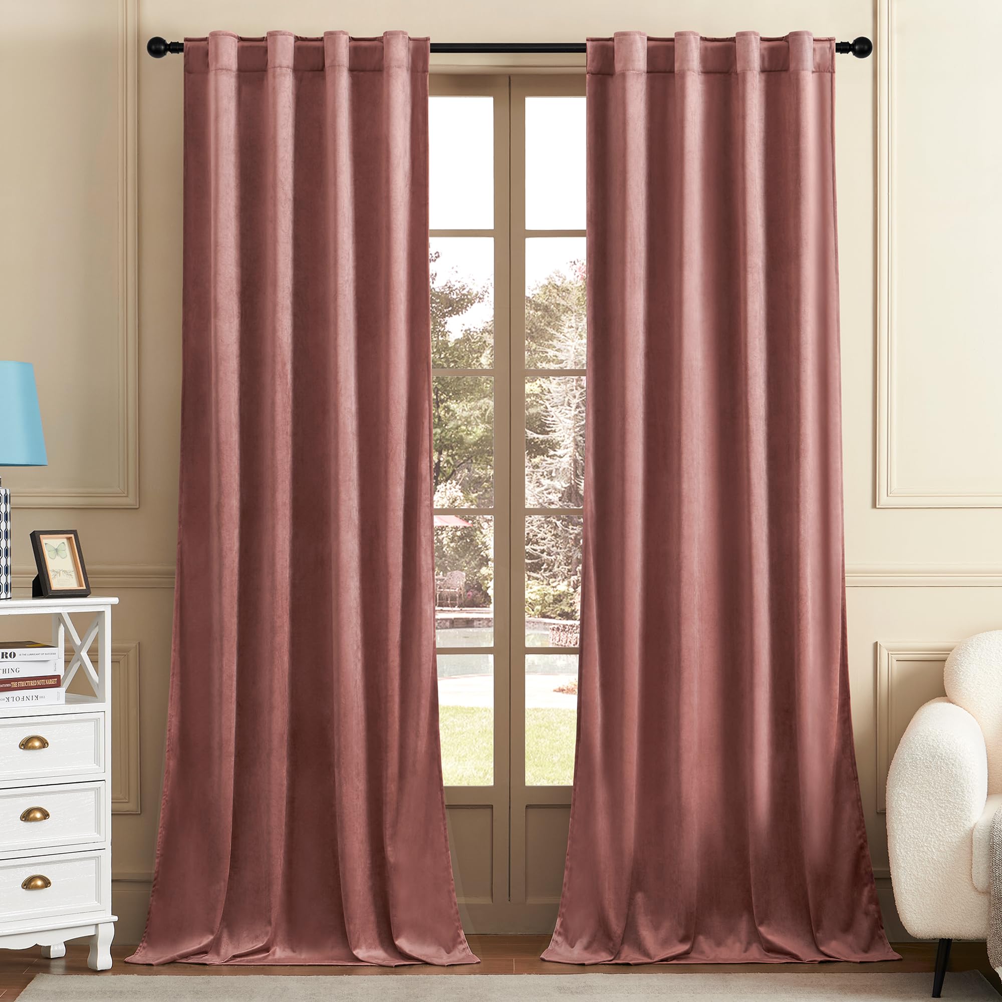 Timeper Wild Rose 84 Inchesvelvet Curtains Pink Luxury Privacy Blackout Energy Efficient Window Treatment For Girls Bedroom Nurs