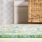 Jonathan Y Smb100F-28 Tela Bohemian Textured Weave Floral Indoor Outdoor Area-Rug, Coastal, Traditional, Transitional Easy-Cleaning,Bedroom,Kitchen,Backyard,Patio,Non Shedding, Cream/Green, 2 X 8