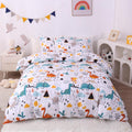 Jsd Dinosaur Kids Duvet Cover Set Queen Size, 3 Piece Soft Printed Microfiber Bedding Comforter Cover With Pillow Sham Zipper Cl