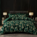 Phf Truly Velvet Duvet Cover Set King Size, 3Pcs Leaves Print Ultra Soft Breathable Comforter Cover Set, Luxury Cozy Flannel Duv