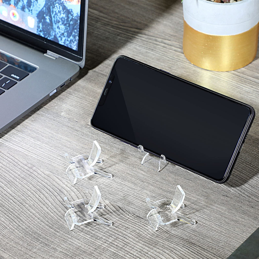 Jetec 20 Pieces Acrylic Display Holder Rock Stand Clear Display Easel Stands Pedestal Small Collectibles Display Stands For Disp