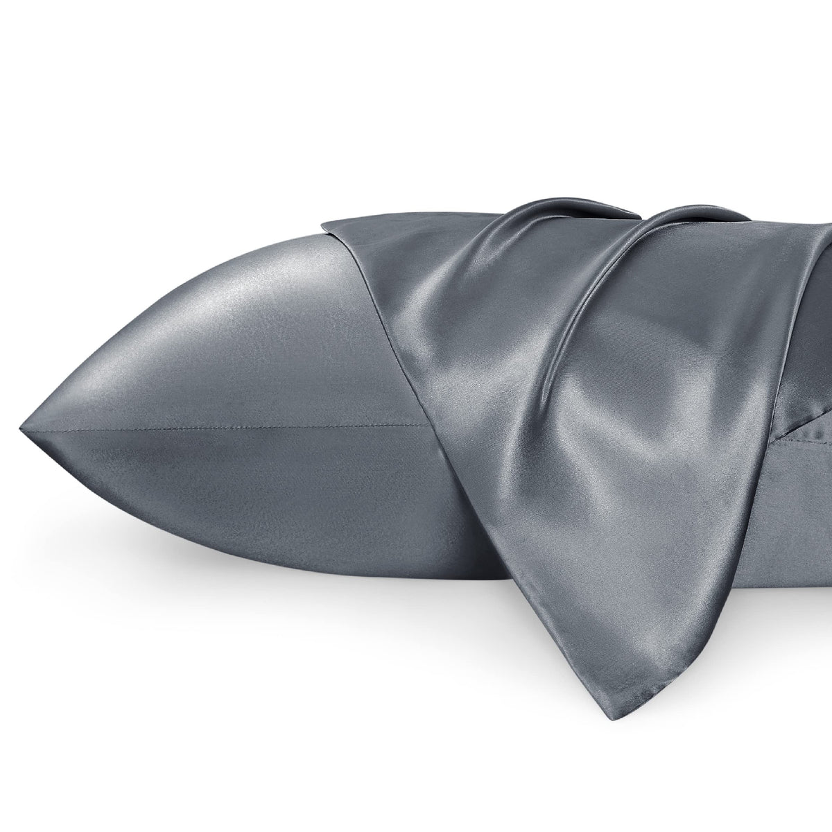 Bedsure Satin Pillowcase Standard Set Of 2 - Space Grey Silky Pillow Cases For Hair And Skin 20X26 Inches, Pillow Covers With En