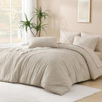 Andency Oatmeal Comforter California King Size, 3 Pieces Boho Bedding Set & Collections, Farmhouse Tufted Fluffy Bedding Comforter Sets For All Seasons (1 Comforter 104X96In, 2 Pillowcases)