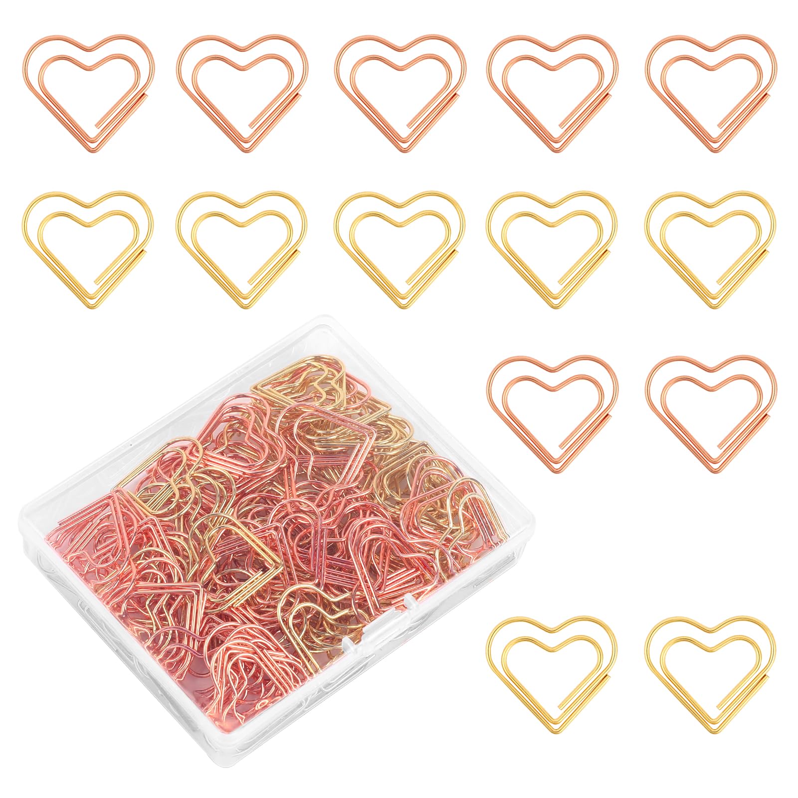 Heart Paper Clips Gold Love Heart Shaped Small Paper Clips Rose Gold Cute Metal Journaling Paper Clamps Paperclips For Women Pap