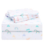 Joiedomi Kids Full Sheet Set Rainbow - 4 Piece Soft Microfiber Bed Sheets - Deep Pocket Wrinkle Free, Cozy Toddler Bedding Set,