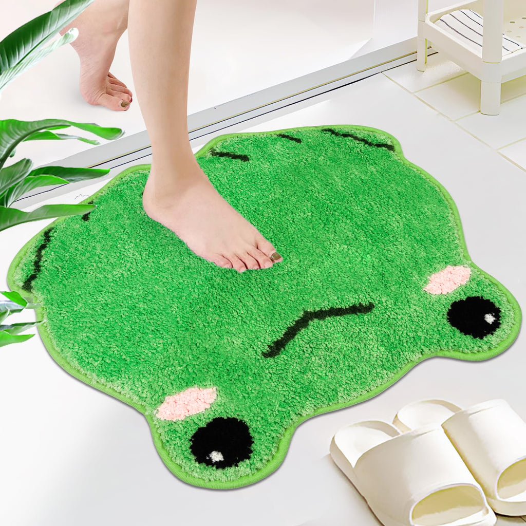 Nigoways Bathroom Rugs Mat,Frog Bath Rugs,Water Absorbent Non Slip Cute Bath Mat, Machine Wash Bathroom Mat,Bathroom Rug For Bat