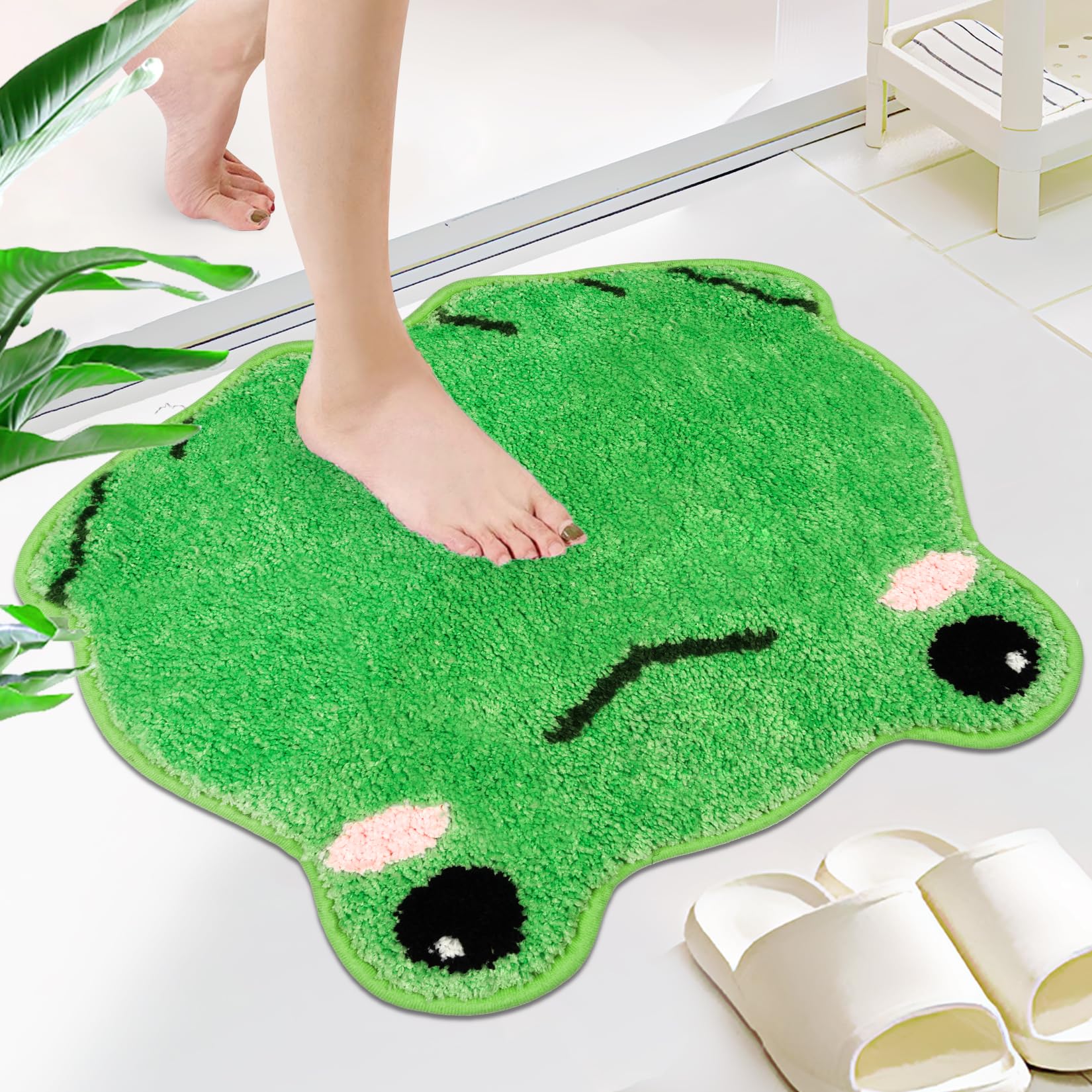 Nigoways Bathroom Rugs Mat,Frog Bath Rugs,Water Absorbent Non Slip Cute Bath Mat, Machine Wash Bathroom Mat,Bathroom Rug For Bat