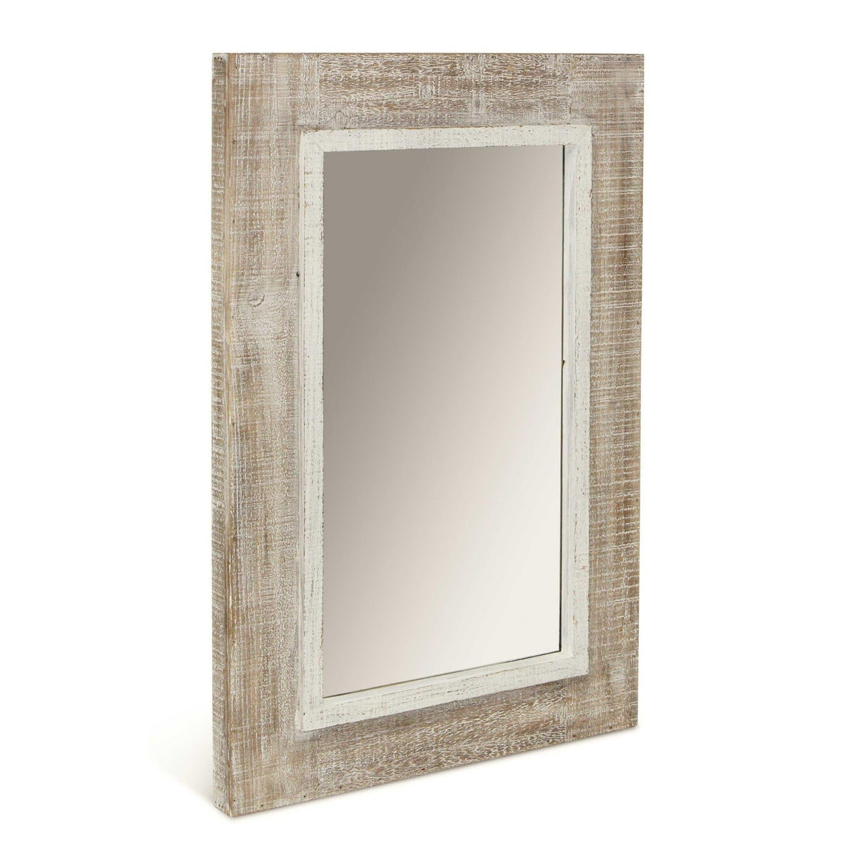 HomeRoots Rectangular Rustic White Wash Finish Wall Mirror