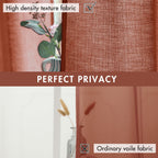 Miulee Burnt Orange Faux Linen Semi Sheer Curtains 2 Panels For Living Room Bedroom Textured Light Filtering Privacy Window Curt