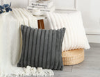 Panod Set Of 2 Faux Fur Decorative Throw Pillow Covers 18 X 18 Grey,Luxury Plush Modern Accent Funky Boho Pillow Covers Pillow C