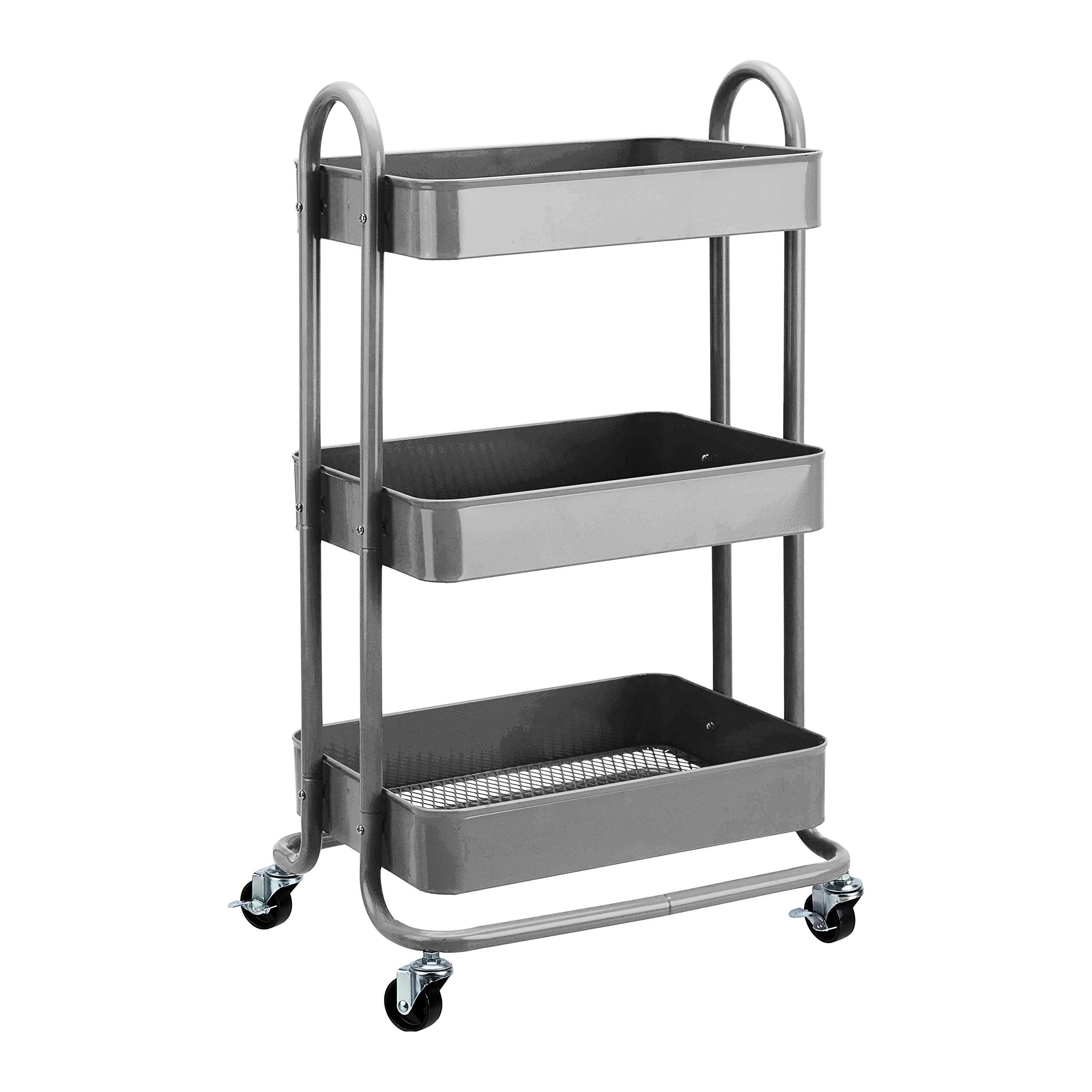 Amazon Basics 3-Tier Rolling Utility or Kitchen Cart - Charcoal