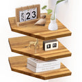 Corner Shelf Wall Mount, Set of 3 Floating Corner Shelves with Cord Hole, Acacia Wood Floating Corner Shelves, Smooth Durable At